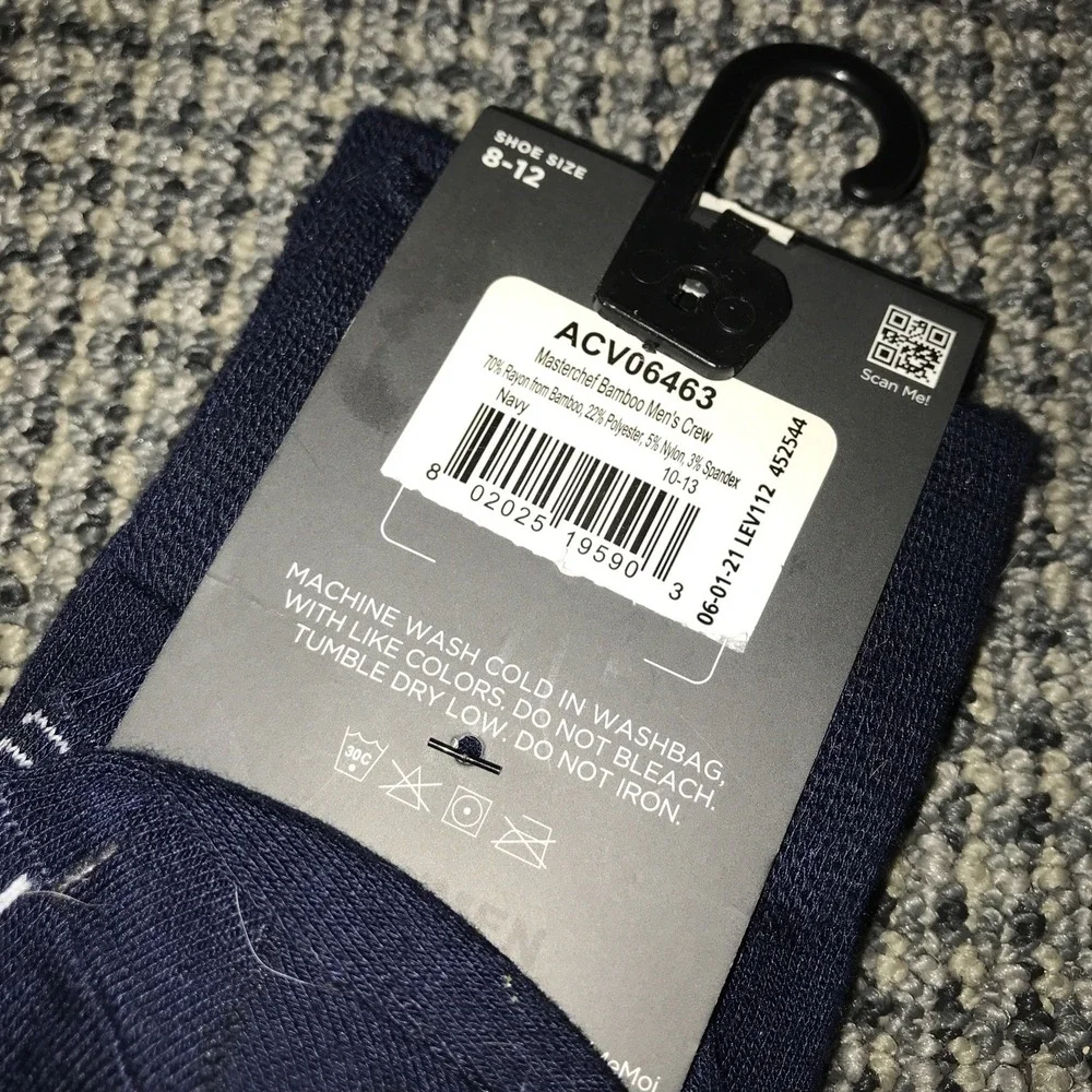 MeMoi Men NWT Socks 10-13 Blue Kitchen Gadgets‎ Bamboo Rayon Blend